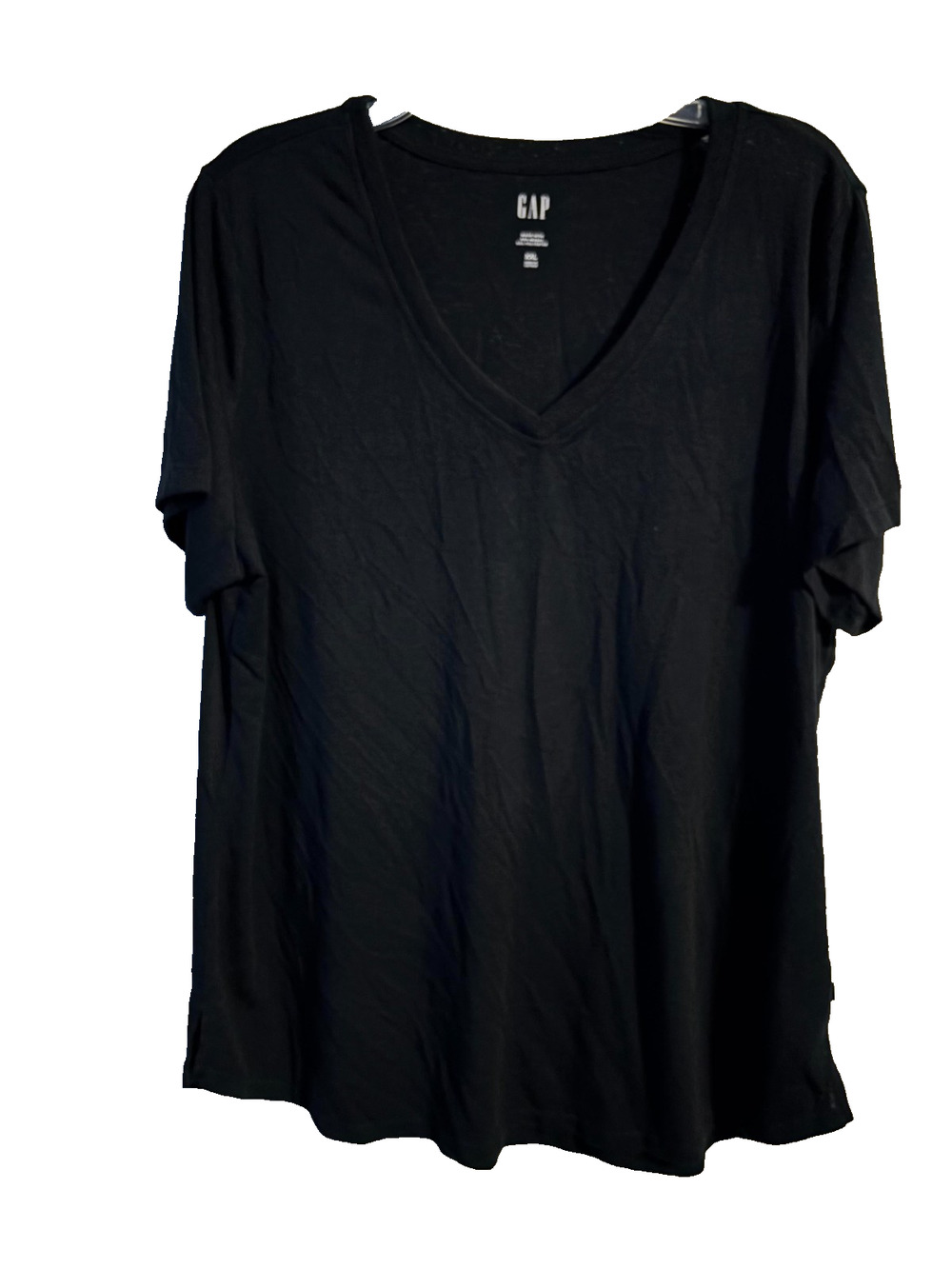 GAP Modal V-Neck T-Shirt Womens XXL Black Short Sleeve Slub Soft Tee Plus Size